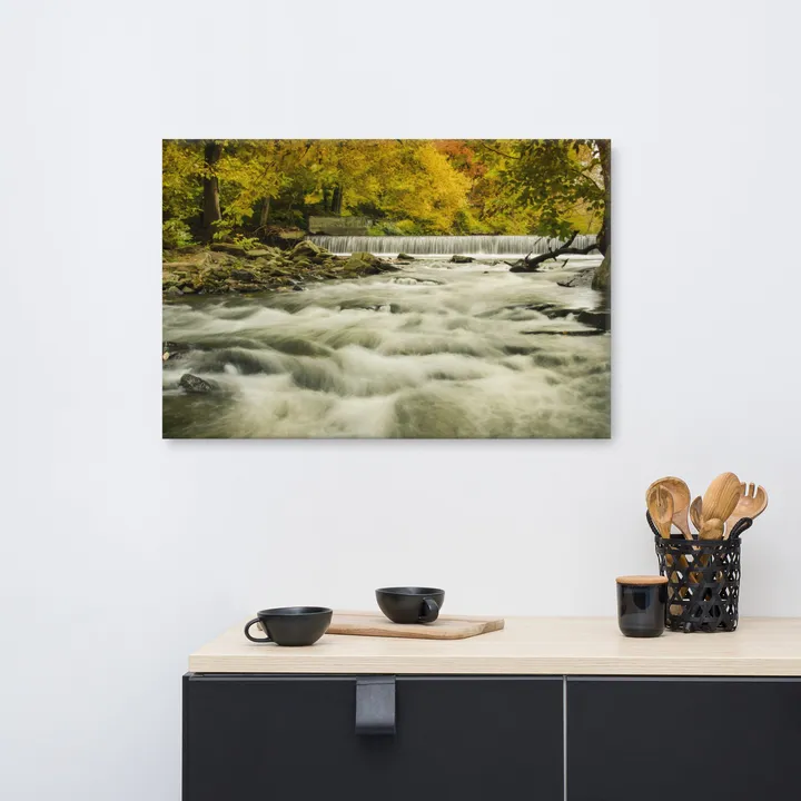 PIPA Fine Art Waterfalls in Autumn Foliage Canvas Wall Art