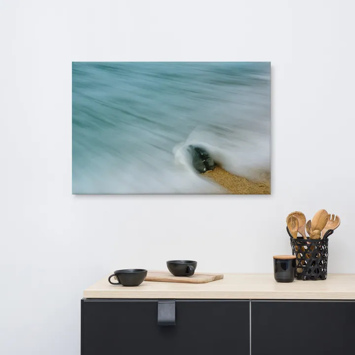 PIPA Fine Art Whelk Seashell and Misty Wave Coastal Canvas Art