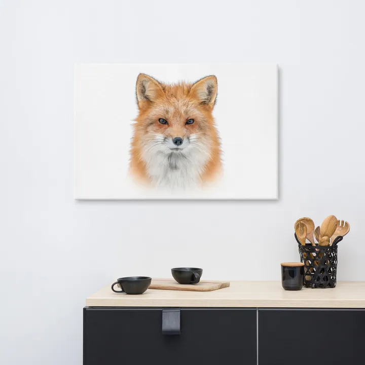 PIPA Fine Art Young Red Fox Face Canvas Wall Art - Rustic Wildlife Decor