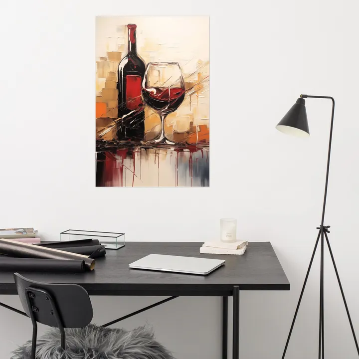 PIPA Fine Art Vino Vibes Abstract Wine Art Print for Home Decor