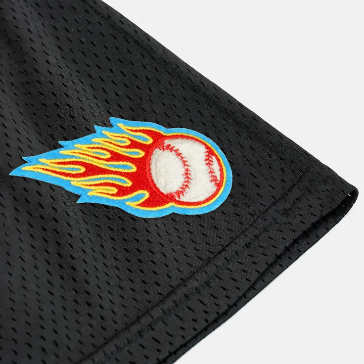SLEEFS Baseball On Fire Patch Shorts - 7"