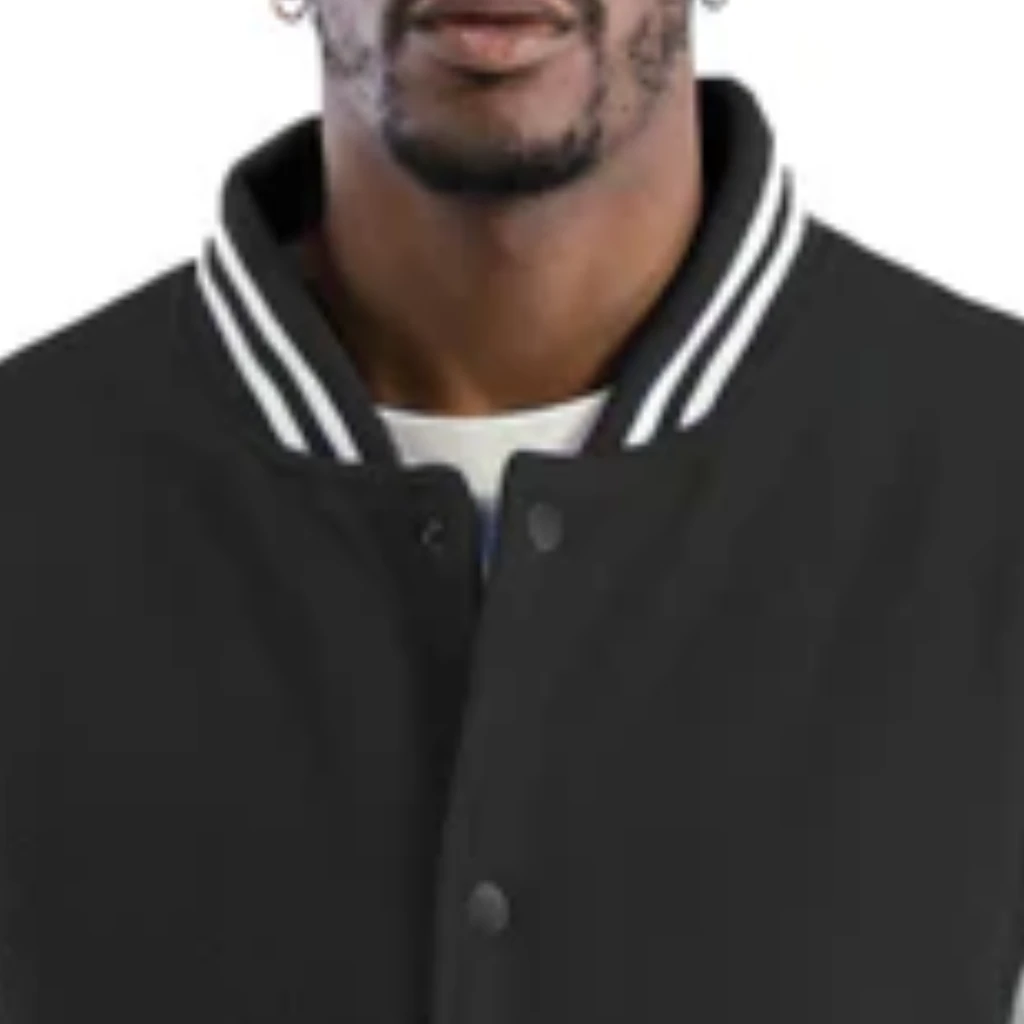 Jacket Store USA Men's Varsity Jacket - PU Sleeves, Padded Lining, Snap Button Closure