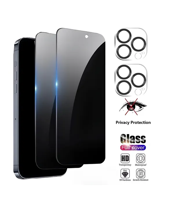 Onetify Privacy Screen Protector With Camera Lens Protector - 2 Pcs