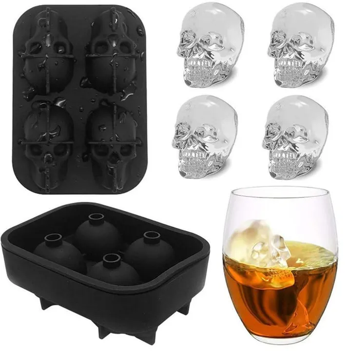 Onetify Skeleton Skull Shape Ice Cube Mold (2 Pcs Pack)