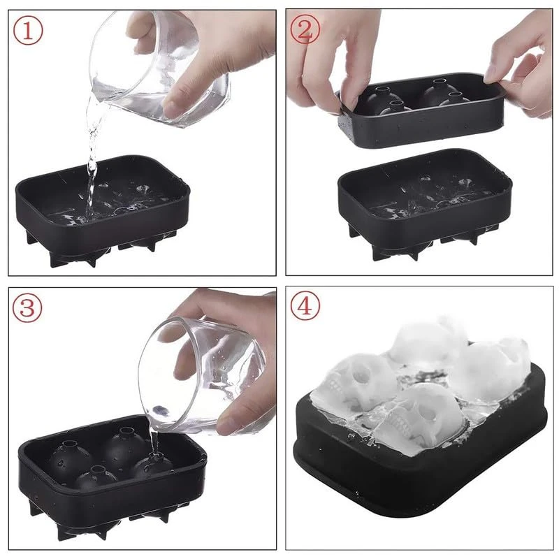 Onetify Skeleton Skull Shape Ice Cube Mold (2 Pcs Pack)