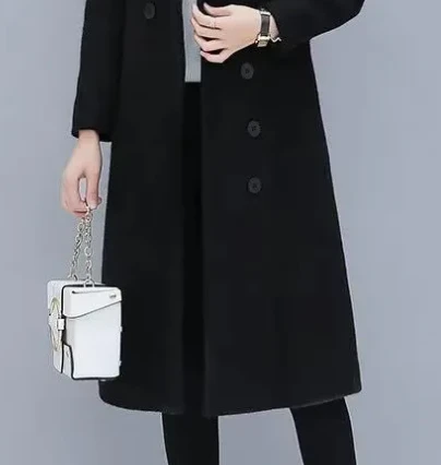 Jacket Store USA Women's Woolen Double-breasted Velvet Coat - Tailored Fit, Warm