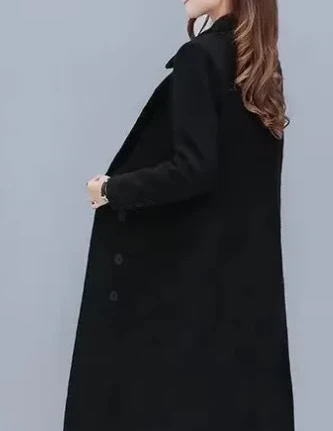 Jacket Store USA Women's Woolen Double-breasted Velvet Coat - Tailored Fit, Warm