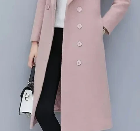 Jacket Store USA Women's Woolen Double-breasted Velvet Coat - Tailored Fit, Warm