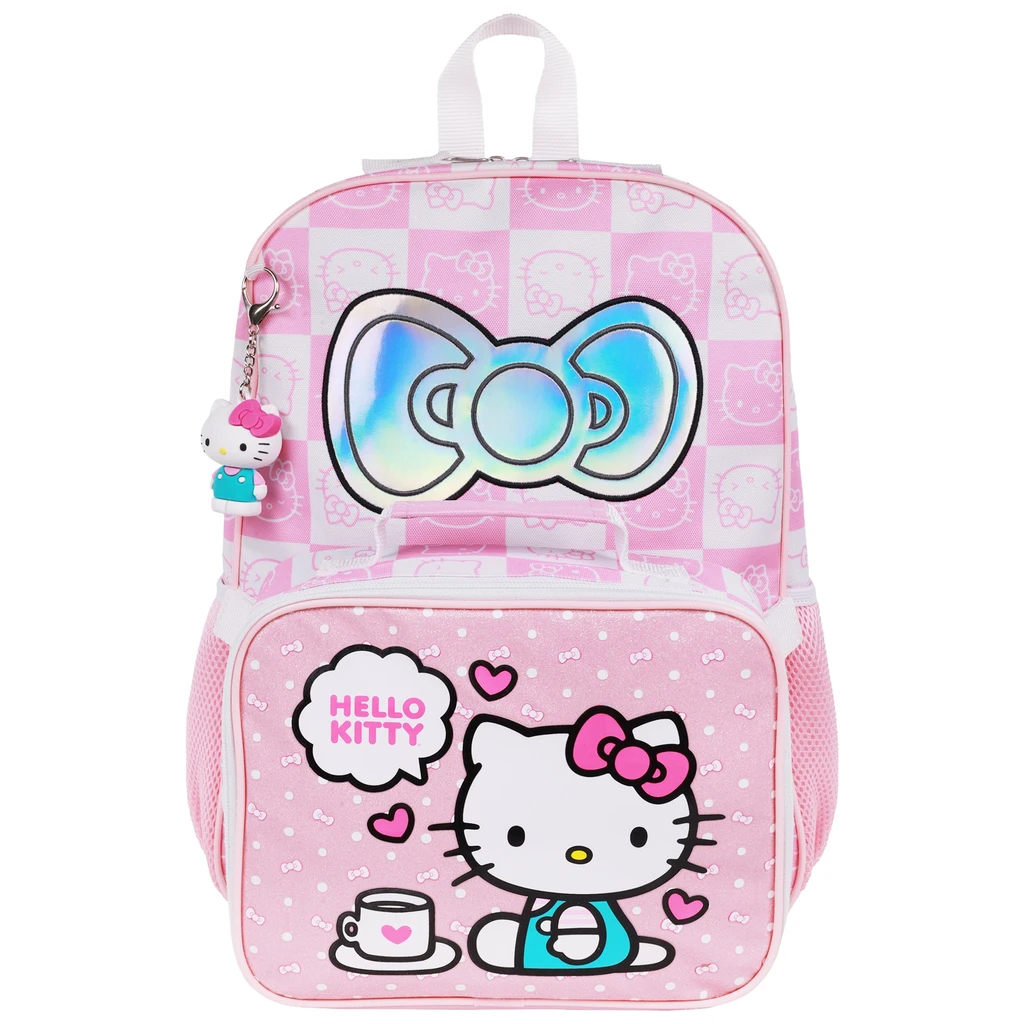 Ful Hello Kitty All-Over Print Backpack With Lunchbox & 3D Charm