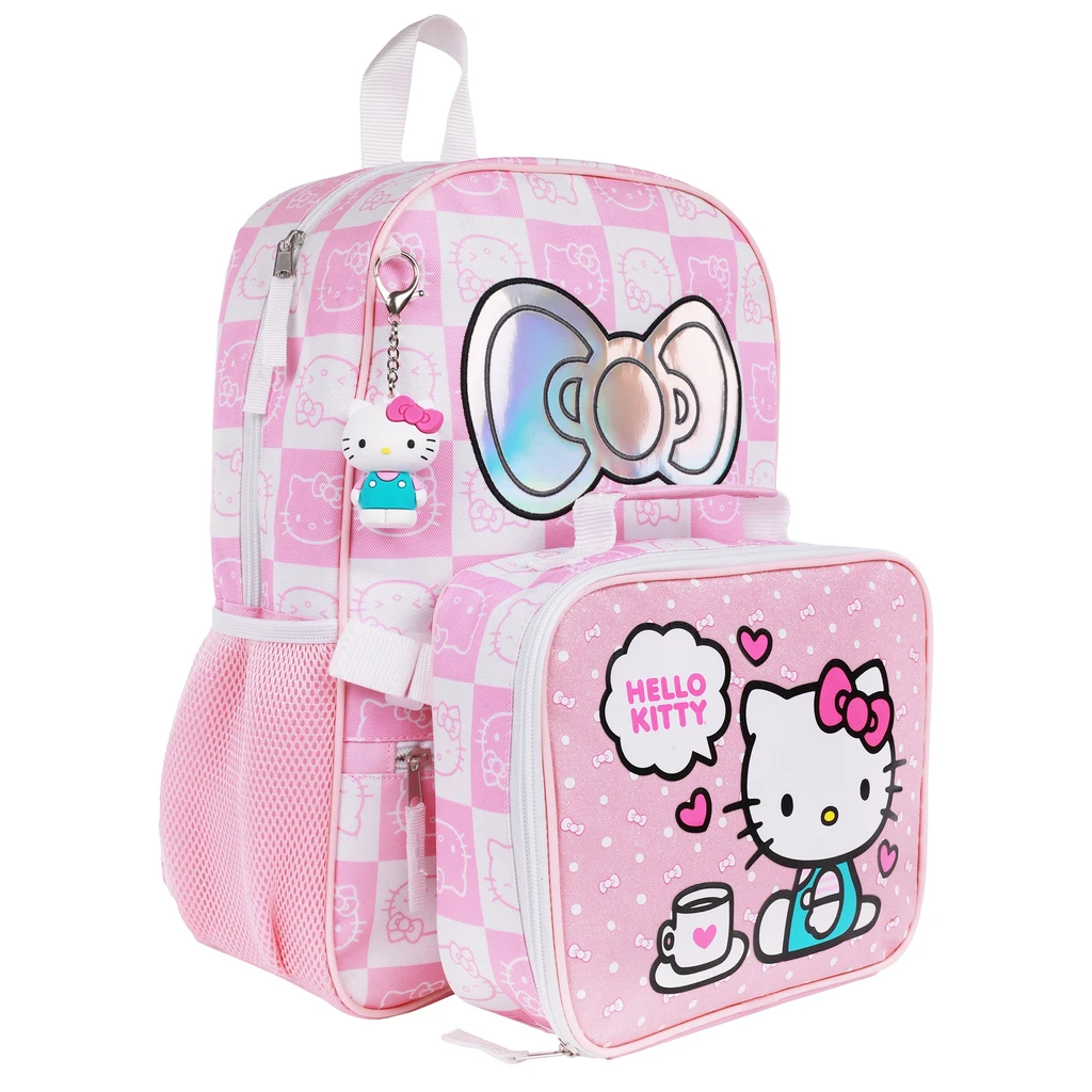 Ful Hello Kitty All-Over Print Backpack With Lunchbox & 3D Charm