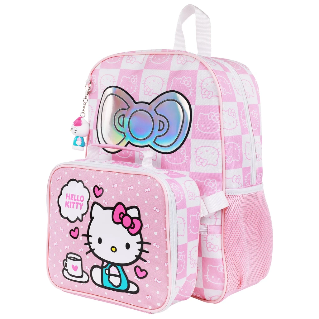 Ful Hello Kitty All-Over Print Backpack With Lunchbox & 3D Charm