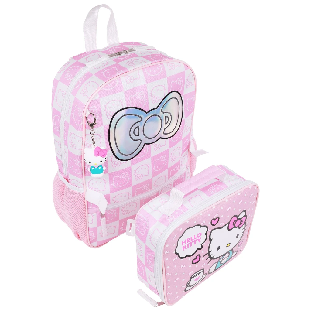 Ful Hello Kitty All-Over Print Backpack With Lunchbox & 3D Charm