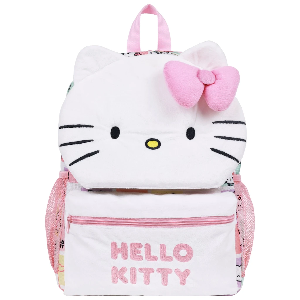 Ful Hello Kitty Plush Face Backpack With 3D Bow