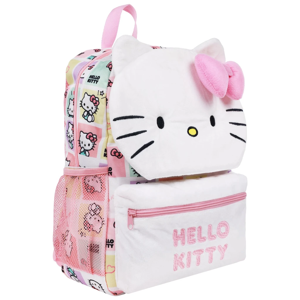 Ful Hello Kitty Plush Face Backpack With 3D Bow