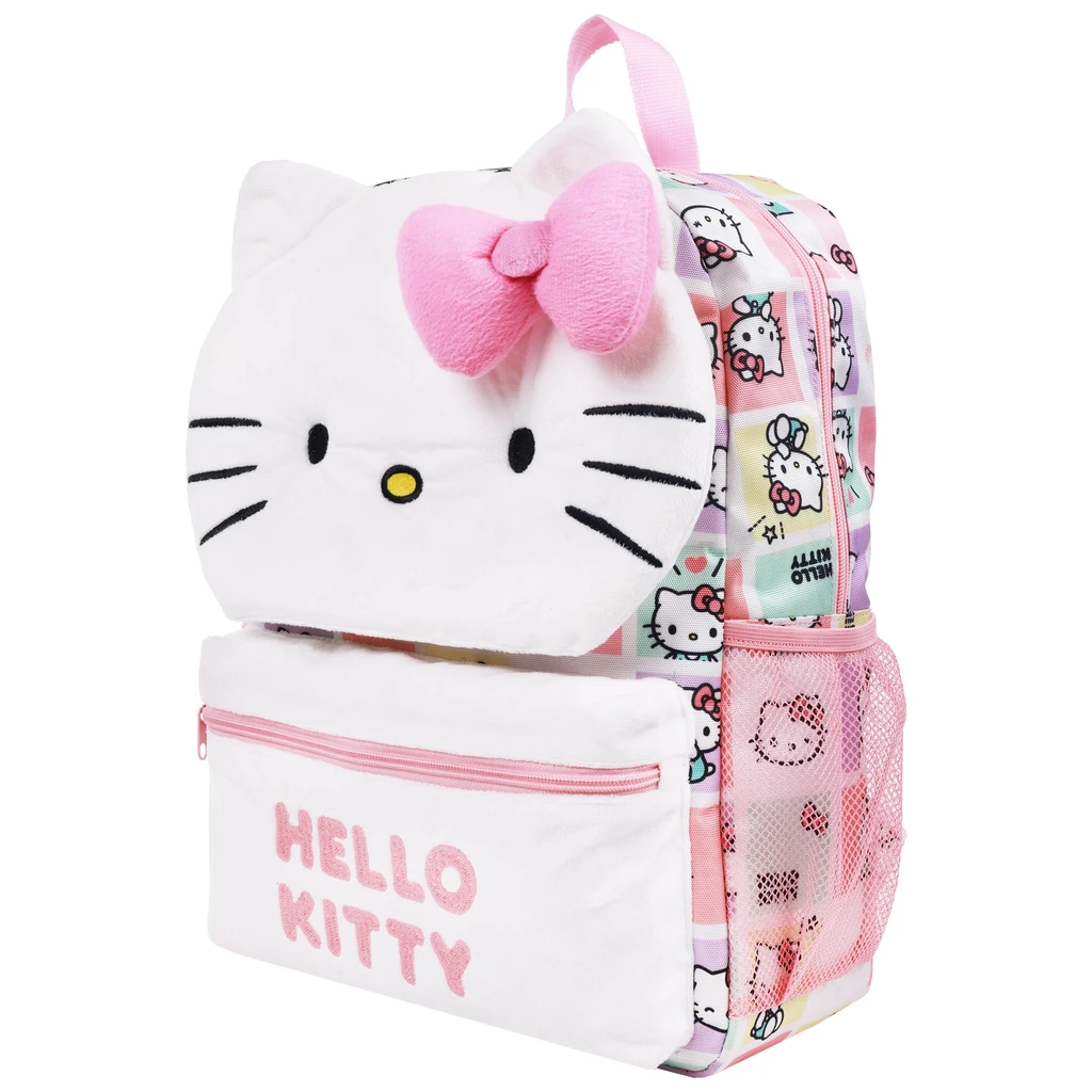 Ful Hello Kitty Plush Face Backpack With 3D Bow