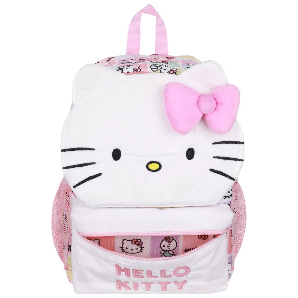 Ful Hello Kitty Plush Face Backpack With 3D Bow