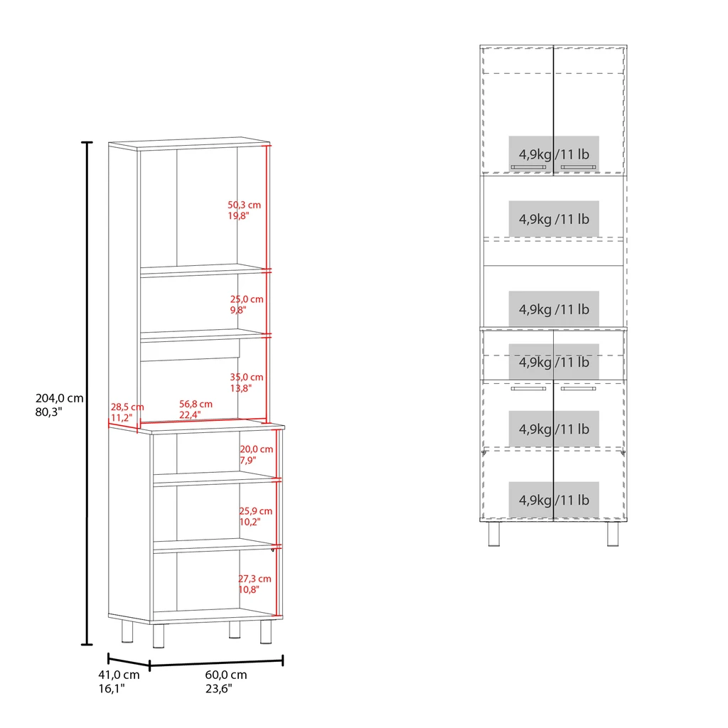 Tuhome Furniture Otomo Pantry Cabinet with 5 Shelves for Organized Storage