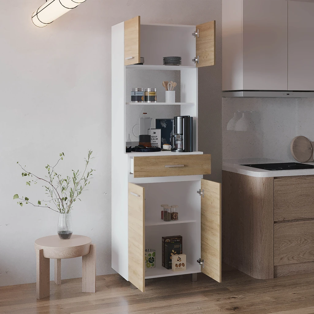 Tuhome Furniture Sicilia Freestanding Kitchen Pantry Cabinet for Organized Storage
