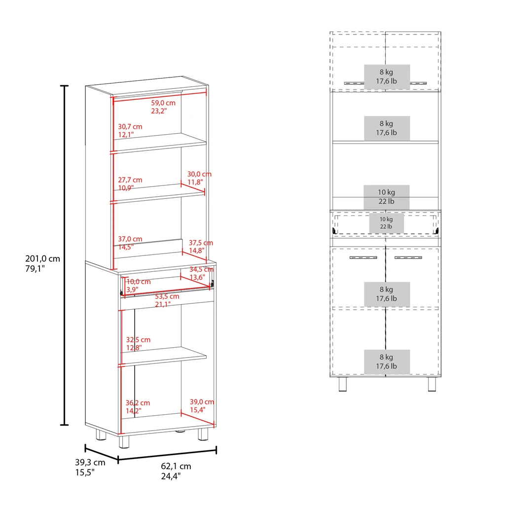 Tuhome Furniture Sicilia Freestanding Kitchen Pantry Cabinet for Organized Storage