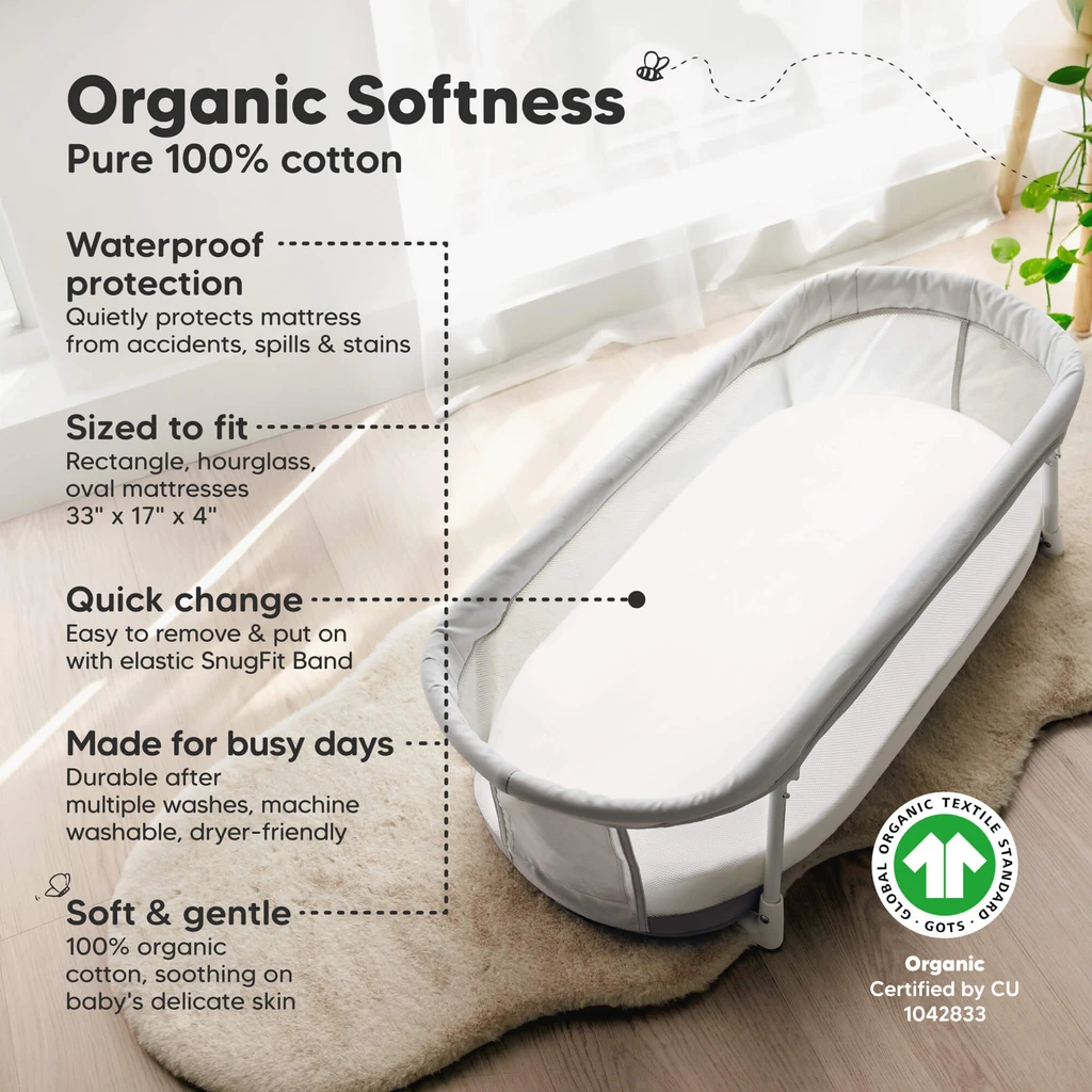 KeaBabies 2-Pack Soothe [Protect+] Waterproof Bassinet Sheets