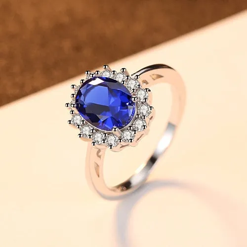 Your Wear Vibes Sapphire Blue Sterling Silver Engagement Ring for Women