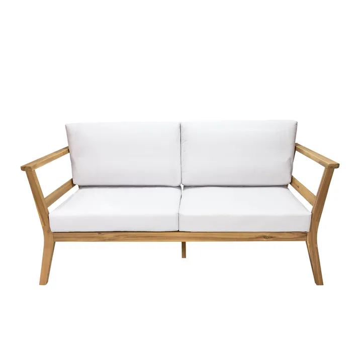 Sunnydaze Bodie Acacia Patio Loveseat - 2-Seater Outdoor Sofa With Cushions