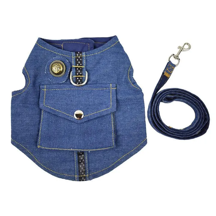 Dog Hugs Cat Denim Starry Sky Pet Vest Harness