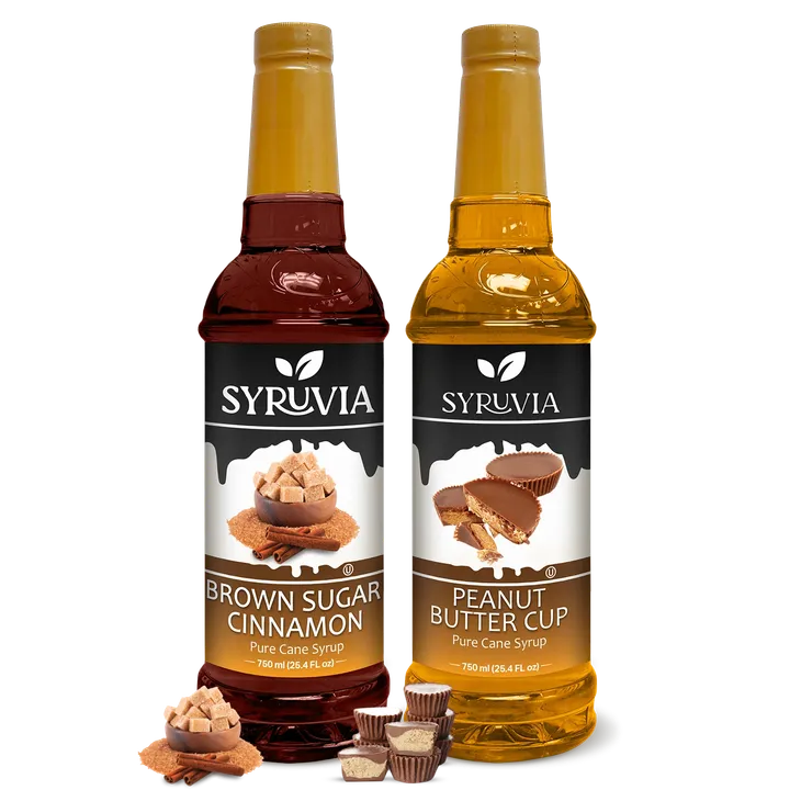 Syruvia Variety Pack - Brown Sugar Cinnamon, Peanut Butter Cup Coffee Syrup