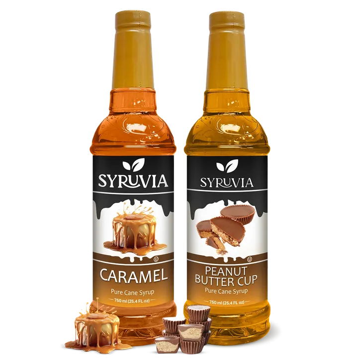 Syruvia Variety Pack - Caramel, And Peanut Butter Cup Coffee Syrup