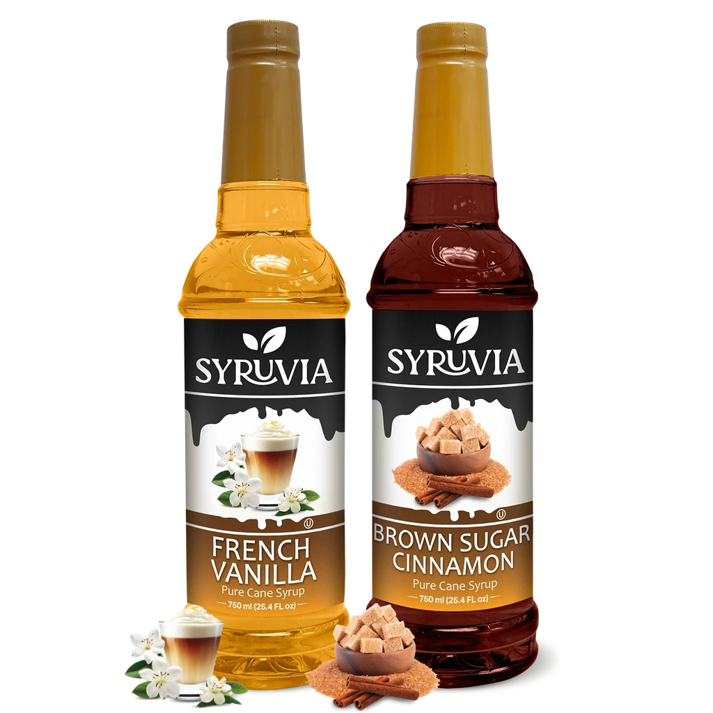Syruvia Variety Pack - French Vanilla, And Brown Sugar Cinnamon Coffee Syrup