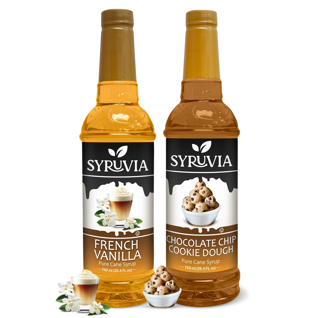 Syruvia Variety Pack - French Vanilla, Chocolate Chip Cookie Coffee Syrup