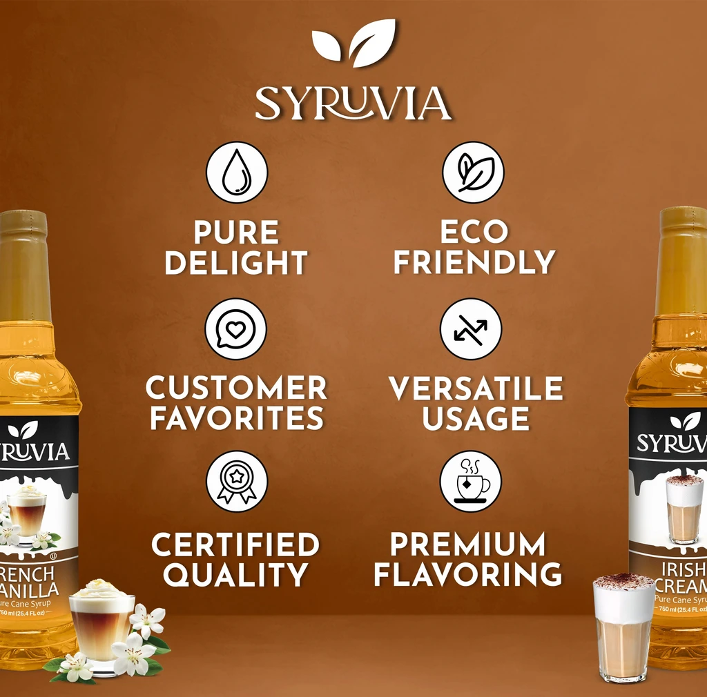 Syruvia Variety Pack - French Vanilla, And Irish Cream Coffee Syrup