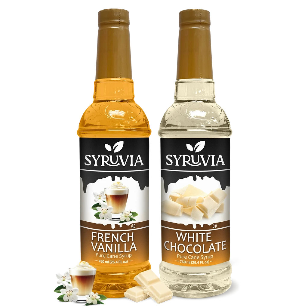 Syruvia Variety Pack - French Vanilla, And White Chocolate Coffee Syrup