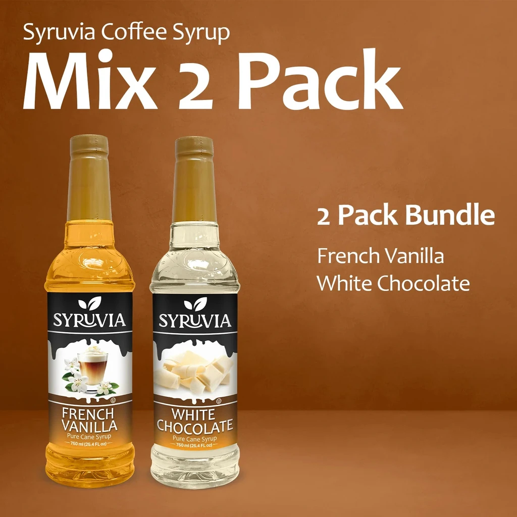 Syruvia Variety Pack - French Vanilla, And White Chocolate Coffee Syrup