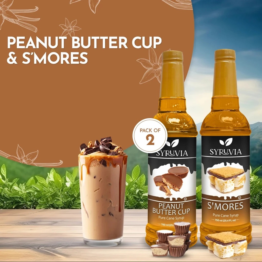 Syruvia Variety Pack - Peanut Butter Cup, And Smores Coffee Syrup