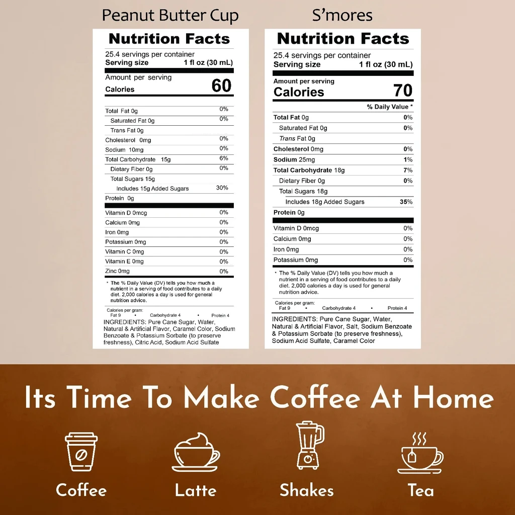 Syruvia Variety Pack - Peanut Butter Cup, And Smores Coffee Syrup