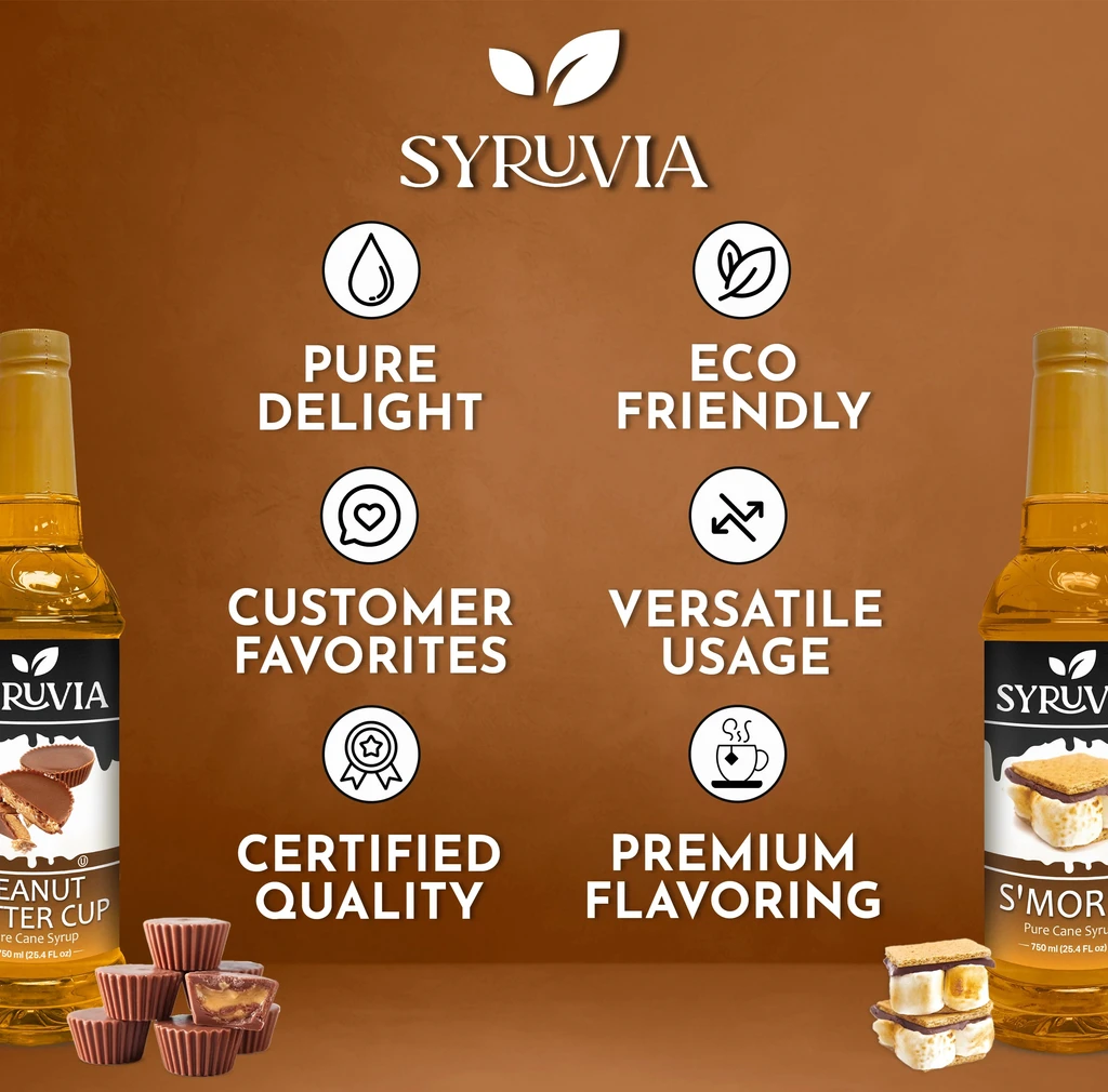 Syruvia Variety Pack - Peanut Butter Cup, And Smores Coffee Syrup