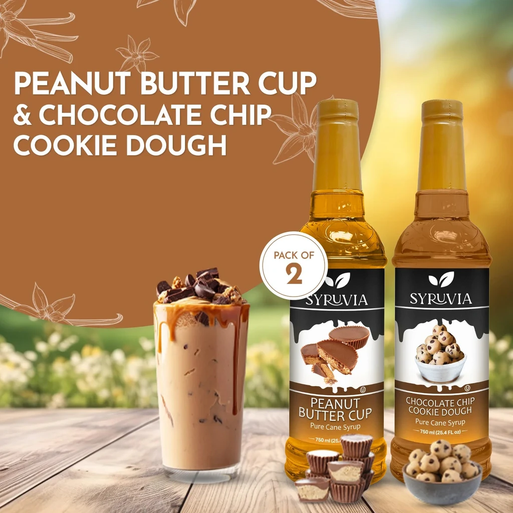 Syruvia Variety Pack - Peanut Butter Cup And Chocolate Chip Cookie Dough Syrup