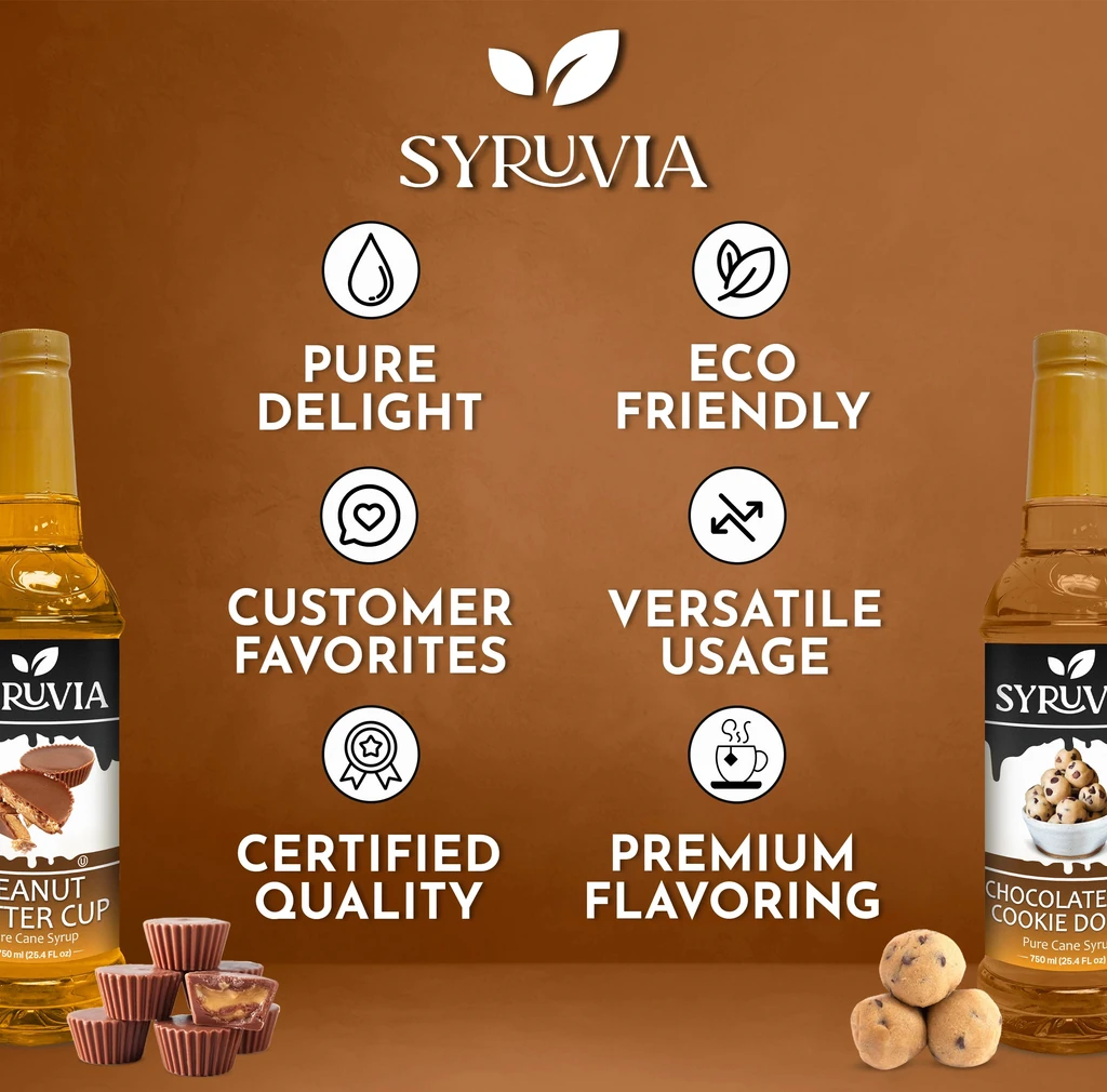 Syruvia Variety Pack - Peanut Butter Cup And Chocolate Chip Cookie Dough Syrup