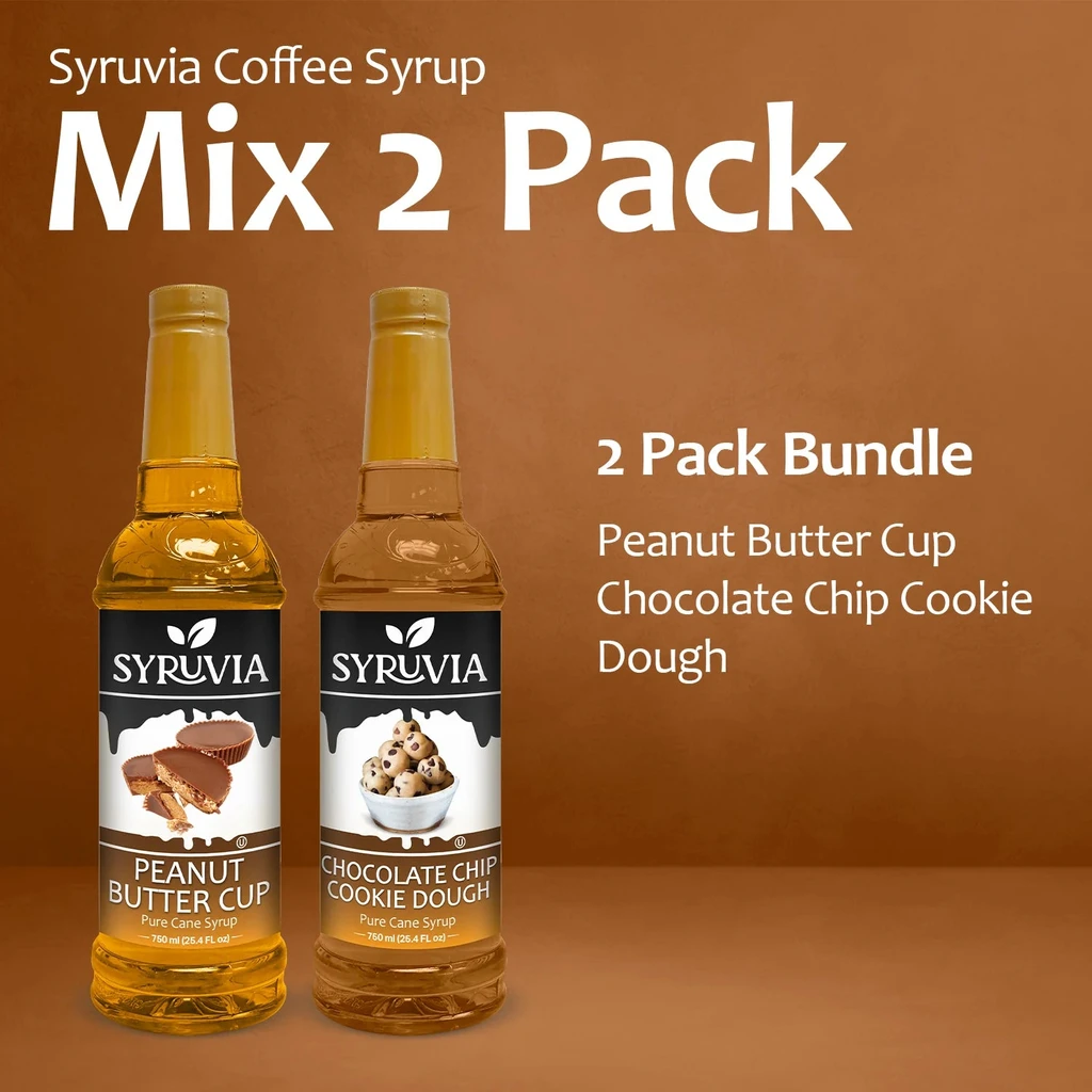 Syruvia Variety Pack - Peanut Butter Cup And Chocolate Chip Cookie Dough Syrup