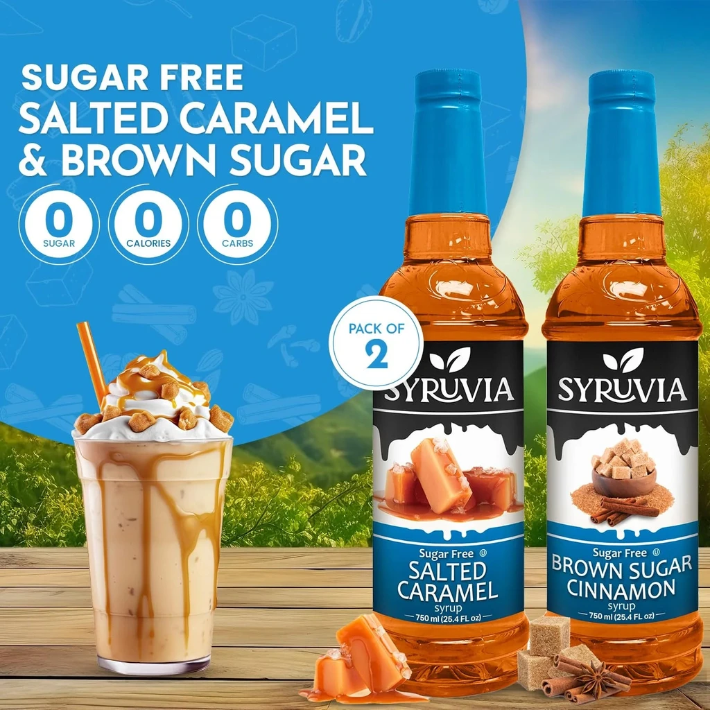 Syruvia Variety Pack - Sugar Free Salted Caramel And Sugar Cinnamon Syrup