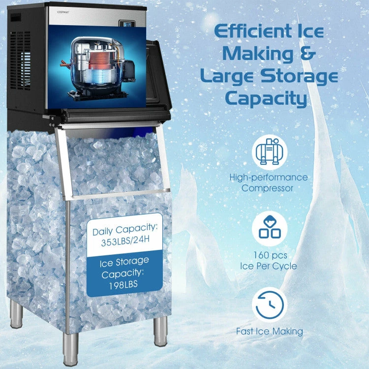 Directdeals 353lbs/24H Commercial Ice Maker With 198lbs Bin