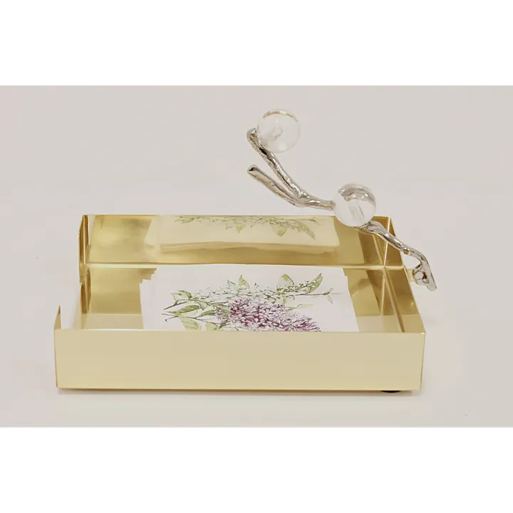 Classic Touch Tissue Holder Silver With Ball Legs