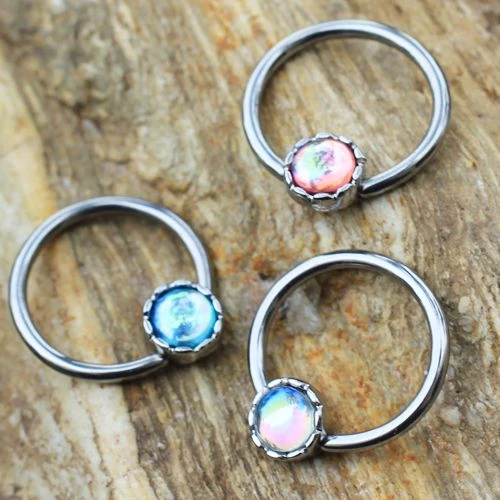 Fashion Hut Jewelry Rainbow Rhinestone Captive Bead Ring Nipple Jewelry