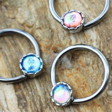 Fashion Hut Jewelry Rainbow Rhinestone Captive Bead Ring Nipple Jewelry