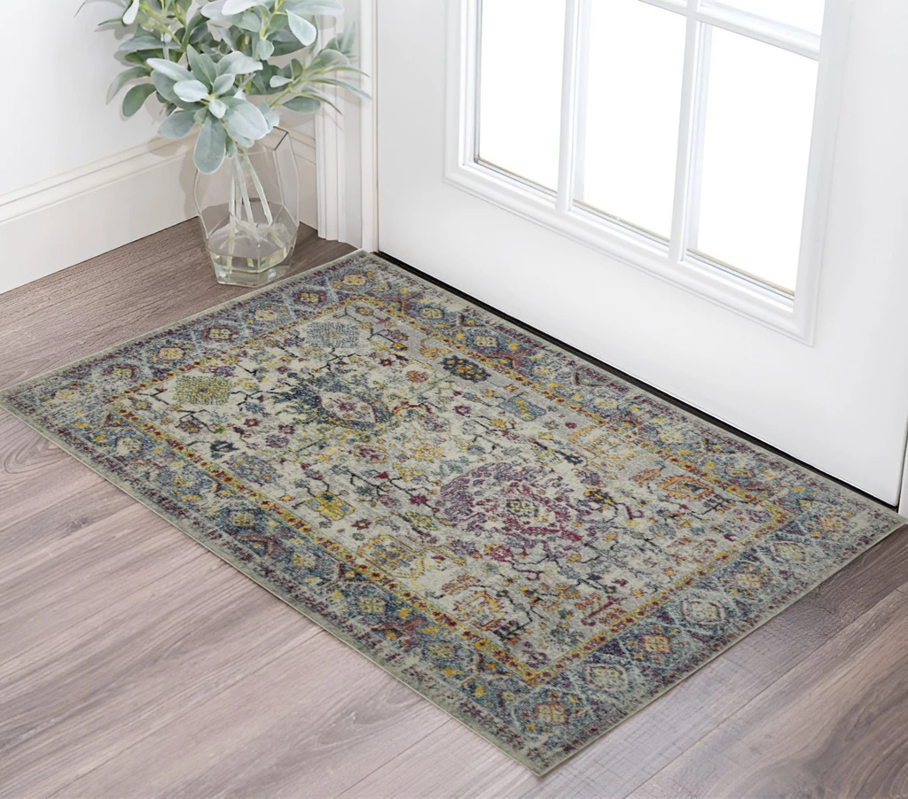 HomeRoots Floral Power Loom Area Rug