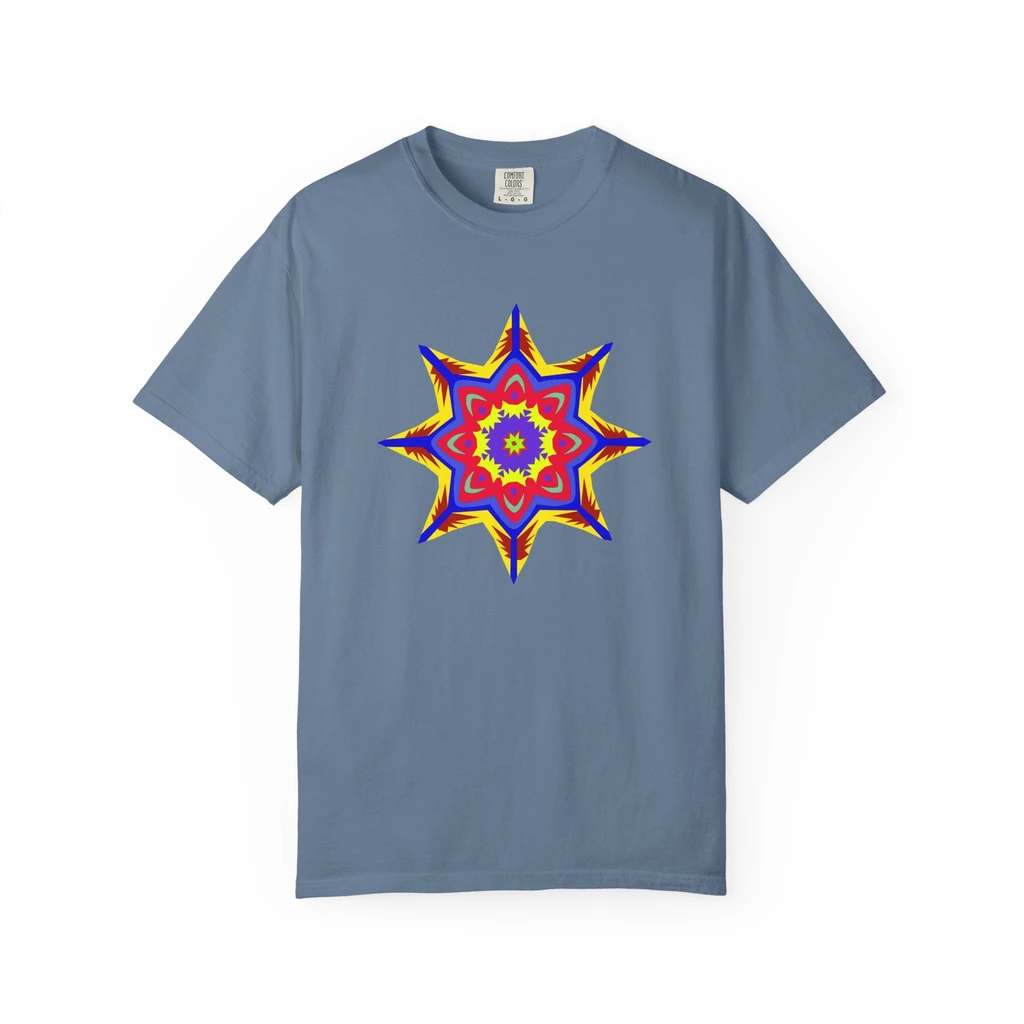 Geo Designs on Clothing Sarah Molloy New Zealand Star Nova Unisex Garment-Dyed T-Shirt