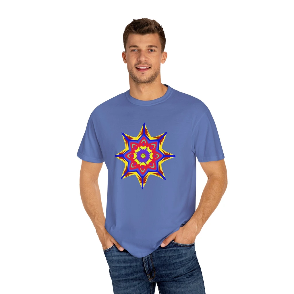 Geo Designs on Clothing Sarah Molloy New Zealand Star Nova Unisex Garment-Dyed T-Shirt