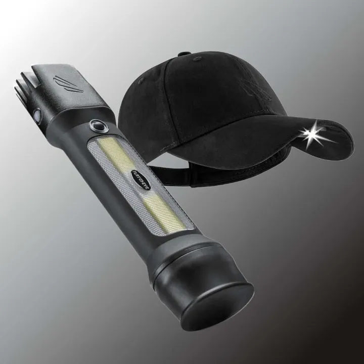 Panther Vision Power Bundle: LED Lighted Hat & Rechargeable Flashlight Lantern