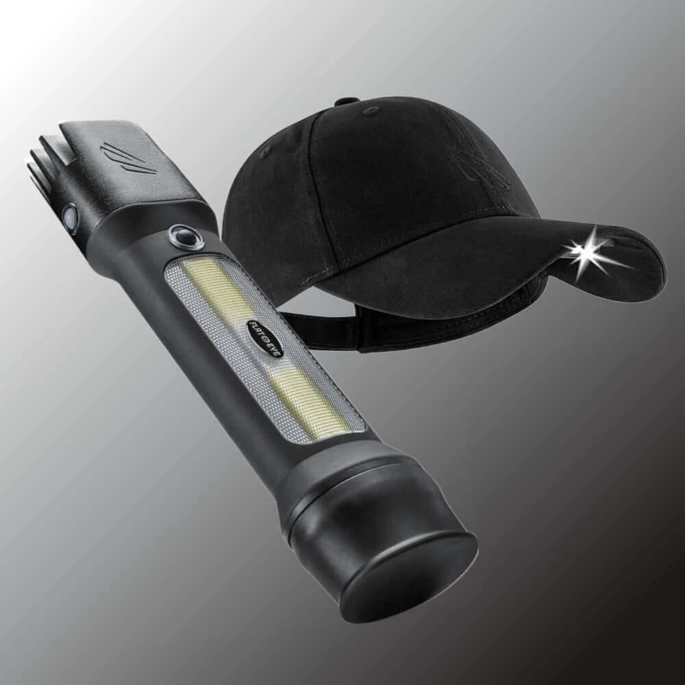 Panther Vision Power Bundle: LED Lighted Hat & Rechargeable Flashlight Lantern